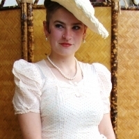 C 1910 long white and pink cotton voile tea frock with fine pink lace trim and frill to bottom - Sold for $67 - 2014