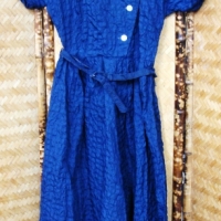 1950s navy blue seersucker ladies dress with white buttons and Original Gotham Girl, Montreal label - Sold for $30 - 2014