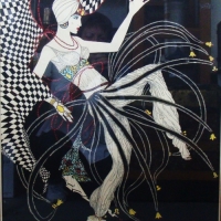 Framed watercolour of an ART DECO DANCER - signed AW lower left, appox 60 x 50cm - Sold for $110 - 2014