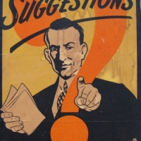 Group lot inc. framed WW2 factory poster 'Have you any suggestions', 1960s telephone & castrol tin - Sold for $79 - 2014