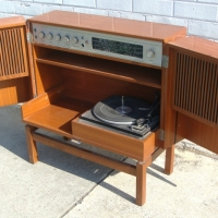 1960's Pye Radiogram with Auto turntable model in cabinet made case with speakers in the doors T516 made in Australia - Sold for $37 - 2014