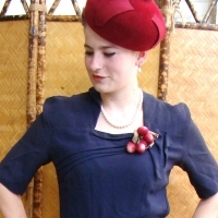 c 1940's navy blue crepe ladies day frock with original Cecil label - Sold for $98 - 2014