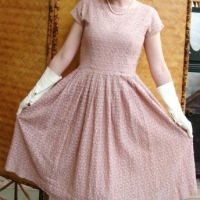 c 1950s dusty pink cotton lace frock - Sold for $55 - 2014