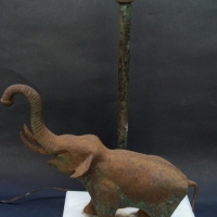 1930's cast iron elephant electric lamp on marble base - Sold for $134 - 2014