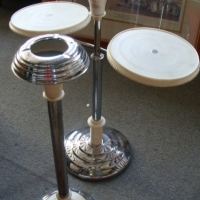 2 x Art Deco chrome ashtray stands - one with two small tables to sides - Sold for $61 - 2014