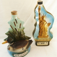 2 x vintage novelty Jim Beam decanters - Statue of Liberty, and Ducks Unlimited - Sold for $49 - 2014