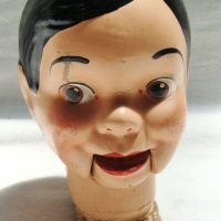 1940's vintage Charlie McCarthy  ventriloquist composition dolls head with handpainted eyes and mouth - Sold for $37 - 2014