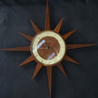 1950's retro Jungans wooden starburst wall clock - Sold for $122 - 2014