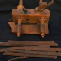 Number 7 B Plough plane with screw adjustable fence by A Mathieson & Sons Glasgow with set of numbered plough blades by Mathieson and several other ma - Sold for $79 - 2014