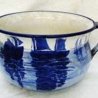 Royal Doulton chamber pot with blue and white sailing ships - Sold for $61 - 2014