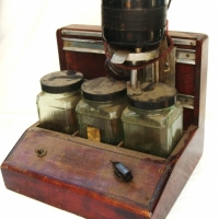 Vintage Ultra sonic jewelry cleaner with Green glass jars with Bakelite lids - Sold for $104 - 2014
