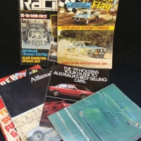 Group of car brochures and magazines including  1979 Melbourne International Motor Show, Holden SLE Commodore and Alfasud brochure - Sold for $37 - 2014