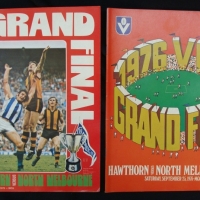 VFL Grand final football records for 1975 and 1976 both Hawks vs North - Sold for $24 - 2014