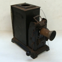 Vintage tin plated steel magic lantern slide projector circa 1900 - Sold for $55 - 2014