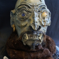 Fab unusual hand made science fiction bust of alien, fantastic detailed ugly face - approx 33cm - Sold for $55 - 2014