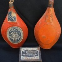 Group of Gunpowder flasks by Curtis and Harvey and detonator tin - Sold for $85 - 2014