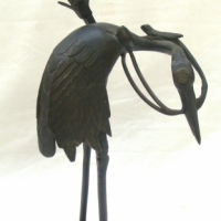 Vintage Bronze stork and turtle figurine - 30cm tall - Sold for $110 - 2014