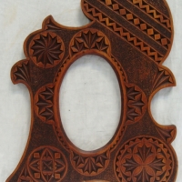 Edwardian Australian Kauri pine chip carved photo frame with geometric pattern circa 1900 - Sold for $61 - 2014