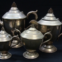 4 piece Art Deco silver plated Sir John Bennett tea service - Sold for $49 - 2014