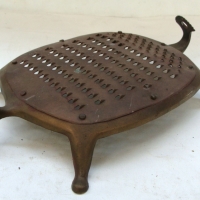 Vintage Victorian brass food grater - on 4 feet - shaped like a small mammal - Sold for $61 - 2014