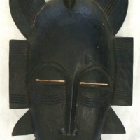 Vintage carved wooden tribal wall hanging mask - Sold for $37 - 2014