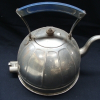 1930's  nickel plated kettle with fab blue Bakelite handle - Sold for $98 - 2014