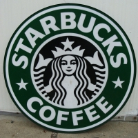 Large circular Perspex Starbucks coffee sign - Sold for $55 - 2014