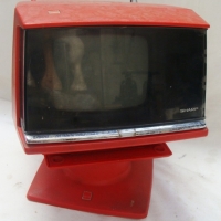 Fab c 1970s retro red Sharp portable television with detachable base - AF - Sold for $24 - 2014