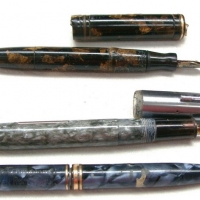 Grp lot - Vintage mottled blue & black Conway Stewart mechanical pencil, Platinum  quick change fountain pen and another with 14 kt tip - Sold for $30 - 2014