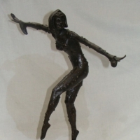 Modern cast bronze reproduction of a CHIPARUS figure, prancing art deco lady - bears signature to base, on original marble pedestal - overall height a - Sold for $287 - 2014