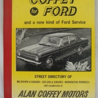 Vintage ALLAN Coffey Ford MOTORS promotional street directory with Showroom pictures - Sold for $37 - 2014
