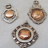 3 x Sterling silver and 9ct gold sporting Medallionfobs - 1929  - 1937 All hallmarked - Sold for $73 - 2015