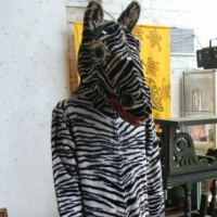 Onesey Zebra suit with paper mache head - Sold for $73 - 2015