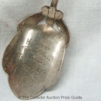 C 1941 continental silver presentation teaspoon with engraved dedication - H Greer, 1st Radio Officer, SS Nellor  261241 - hallmarked 800 - Sold for $37 - 2015