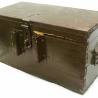 Vintage Green Painted wooden ARMY AMMUNITION Crate - Stenciled details to lid, sides, etc - Sold for $24 - 2015