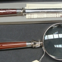 2  x CHRISTOFLE silver plate items incl letter opener and magnifying glass with resin inlay - both in original packaging - Sold for $165 - 2015