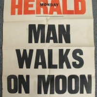 Australian 1969 Monday HERALD newspaper headline MAN WALKS ON MOON - published for July 21 in great condition - Sold for $79 - 2015