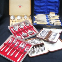 Group lot - Boxed EPNS CUTLERY Sets - Spoons, Fish sets, etc - Sold for $85 - 2015