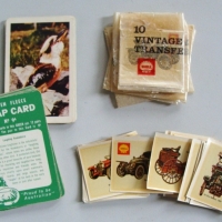 Grp lot of SHELL vintage car water transfers, some in original paper packaging & Golden Fleece swap cards - Sold for $43 - 2015