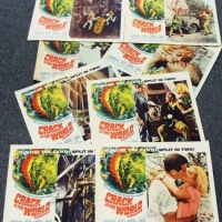 Group lot - Vintage Colour LOBBY Movie Cards  for CRACK IN THE WORLD! - The Day The Earth split in2! - starring Dana Andrews, Janette Scott, etc - Sold for $30 - 2015