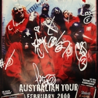Grp lot of signed posters inc 2 x Australian Slipknot Tour - one framed & Brooklin bounce poster with signed Astro boy shirt in frame - Sold for $67 - 2015