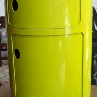 Retro green KARTELL 2 tier cylinder storage unit  - designed by ANNA COSTELLI inc sliding doors - Sold for $73 - 2015
