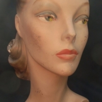 Vintage plaster MANNEQUIN head in original condition c1930  - incised with pattern number to back - Sold for $761 - 2015