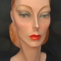 Vintage plaster MANNEQUIN head in original condition c1940 - incised with pattern number to back - Sold for $640 - 2015