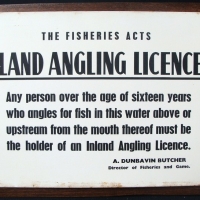 1950s fisheries act Inland Angling License sign - Sold for $55 - 2015