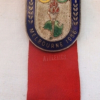 1956 Olympics Enameled Participants badge by K C Luke - Sold for $159 - 2015