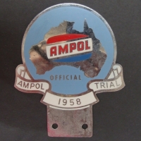Enameled AMPOL car badge/emblem - AMPOL 1958 Trial - Sold for $134 - 2015