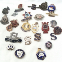 Group of Salvation Army and Australian Natives Association badges including band badges and enamel badges for Footscray and Box Hill etc - Sold for $293 - 2015