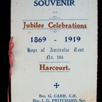 Jubilee celebration souvenier booklet for the 50th anniversary of the settlement of Harcourt 1869-1919 - Sold for $37 - 2015