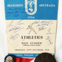 Signed Athletics programme from the 1956 Melbourne Olympics signed by Gold Medallist Norm Read and other Australian and Polish athletes - Sold for $73 - 2015